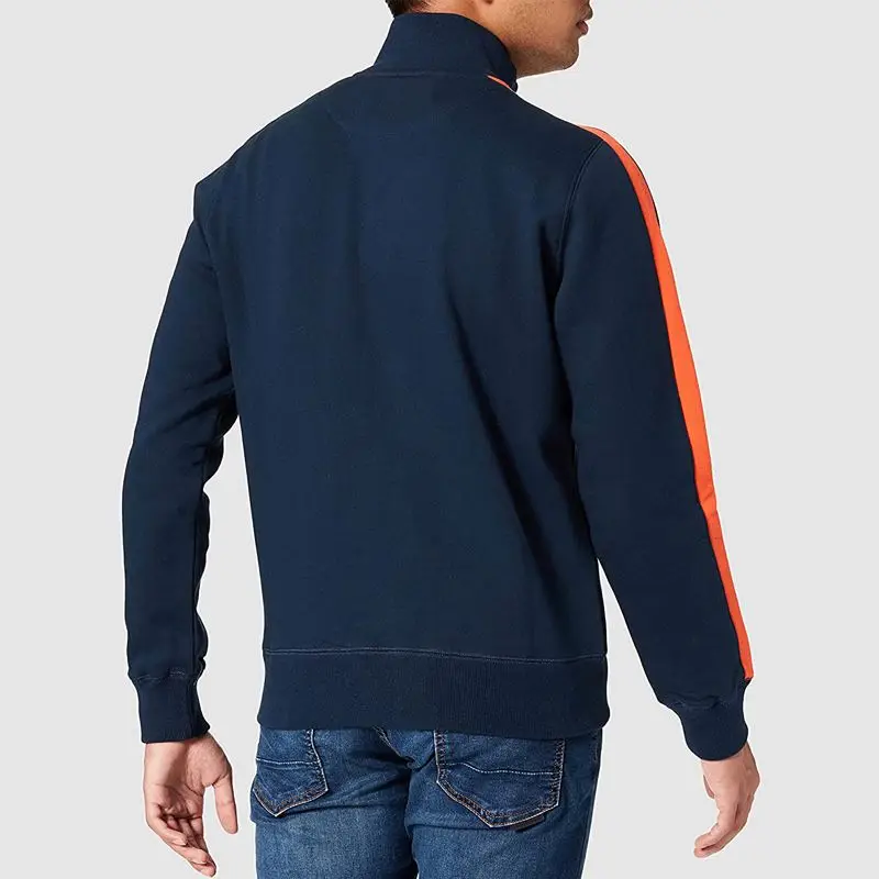 Custom Logo Men Bomber Jacket Orange Striped Side Zipper Pocket Nasa Bomber Jacket