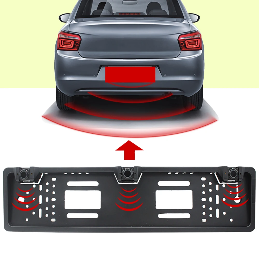 Read to ship European License Plate Parking Sensor Kit Auto Reversing System Camera Ultrasonic sensor Wireless license plate kit