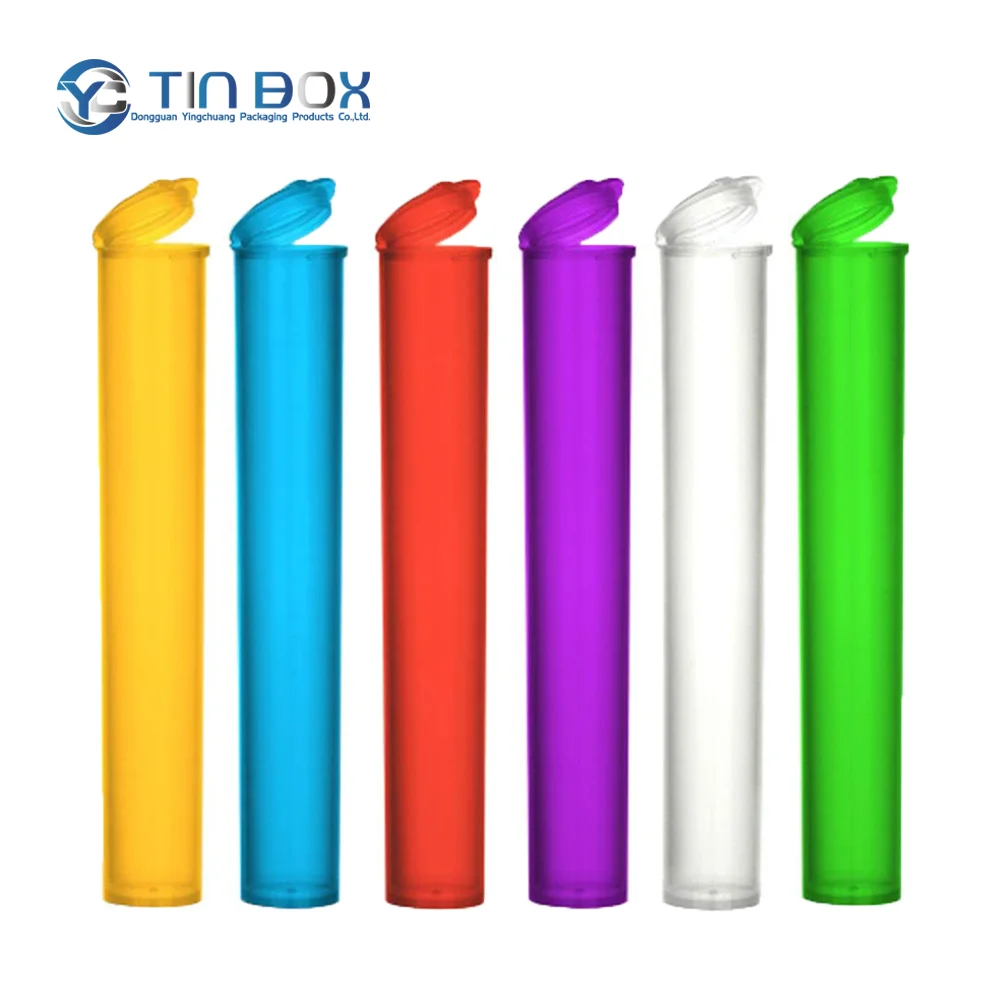Custom Cr Cones Packaging Pop Top Tube Container Child Resistant 116Mm 120Mm Clear Plastic Pr Packaging Roll Tubes