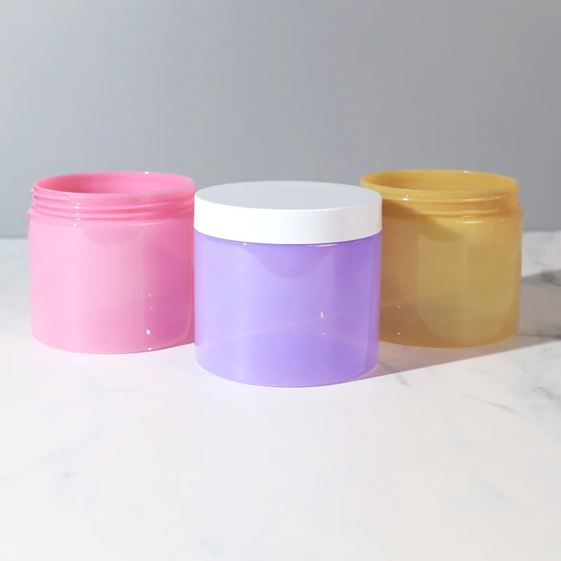 Idealpak Wholesale Custom Color Pink Cosmetic Jars PET Body Butter Cream Jar 480ml Body Scrub Cream Plastic Jar