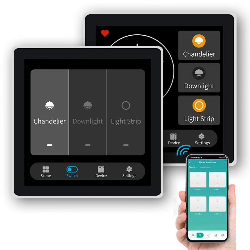 Smart lighting (3 Switch Panel) Control Touch Panel, With Tuya Zigbee 4 Inch In-wall Smart Home Touch Screen Panel