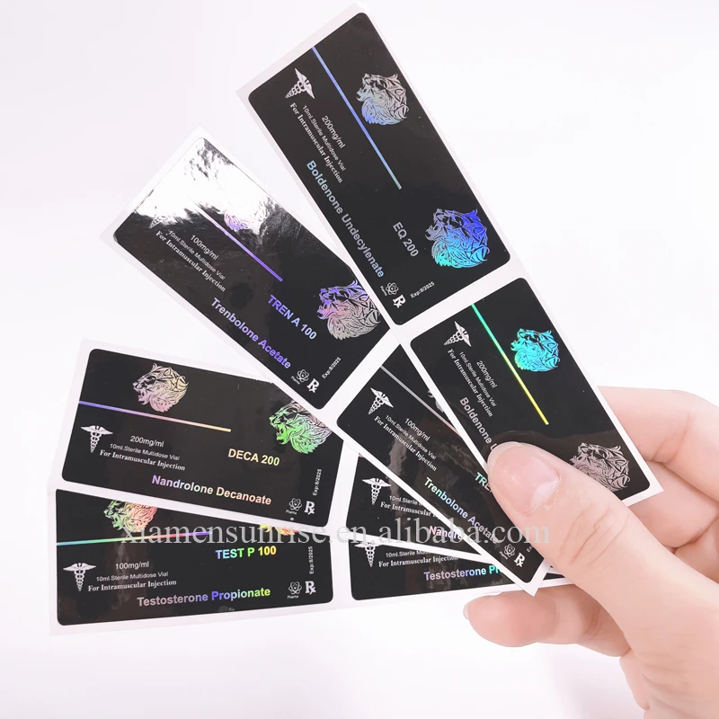 Custom print pharma labs hologram Test E Cypionate steroid 10ml vial label pill bottles and labels for vials