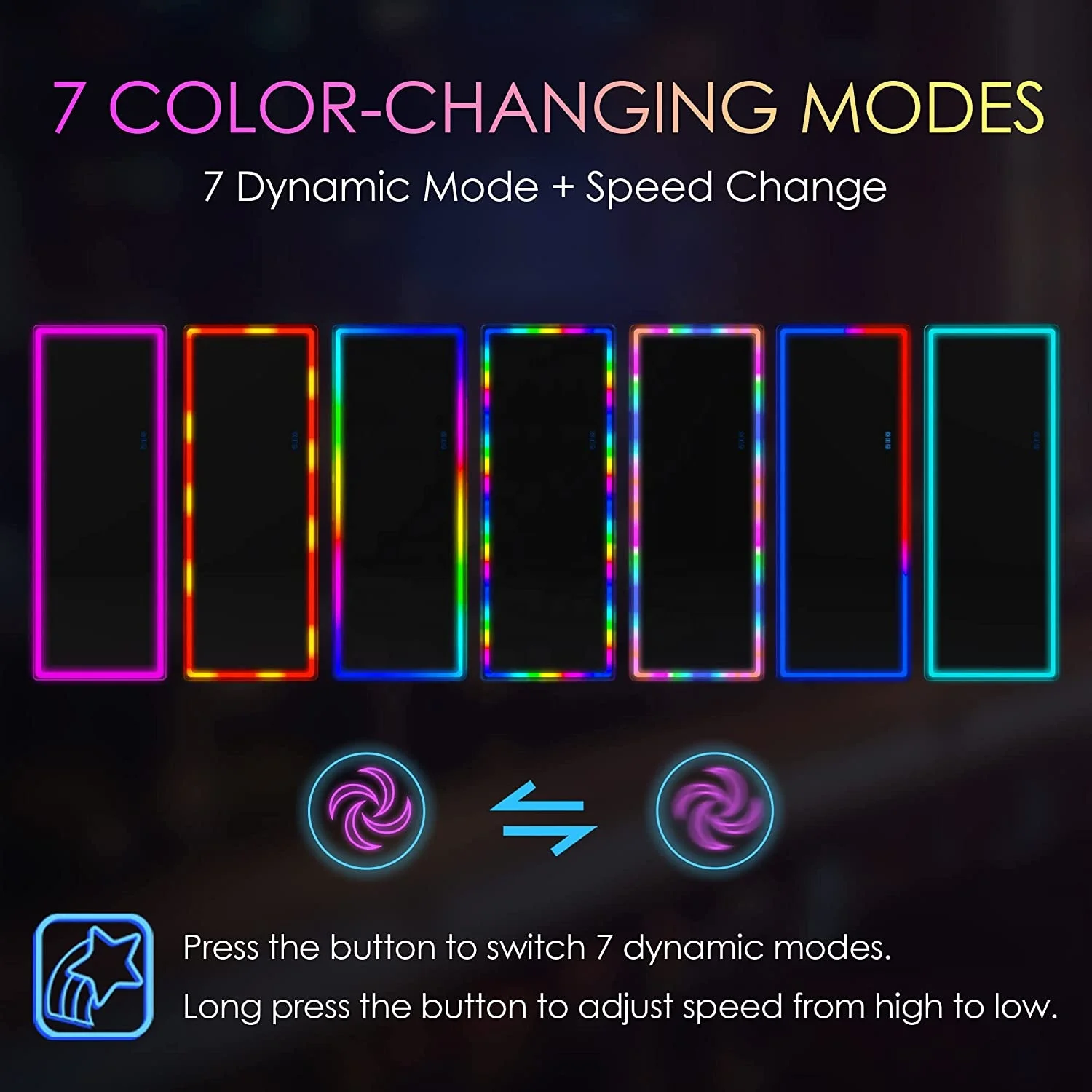 RGB LED Mirror Free Standing Floor Wall Mounted Hanging Full Body Lighted Full Length Mirror with Lights