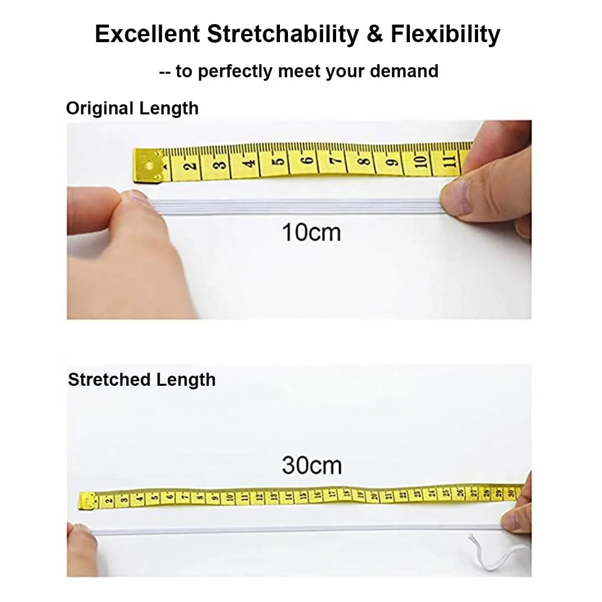 Stretchy Band Elastic Strap 6mm Elastic Tape for Sewing 1/4 Inch Flat Elastic Band Rolls 70 Yards Black & White Elastic Band