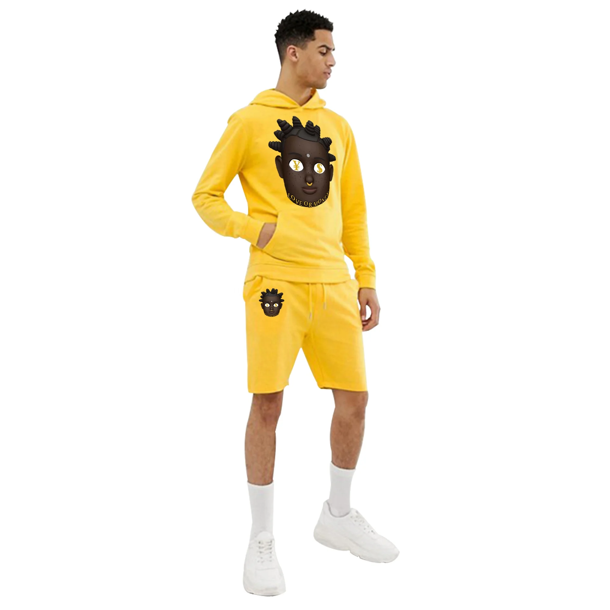 logo clothing vendor men Custom jersey hoodie and sweat shorts tracksuits for men cotton hoodies for adults sweat set with