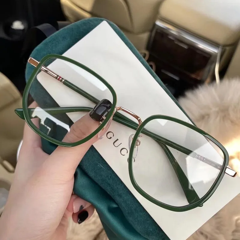 2023 Ins Fashion Oversized Green Optical Frames Anti Blue Light Prescription Glasses Optical Glasses Frames For Women