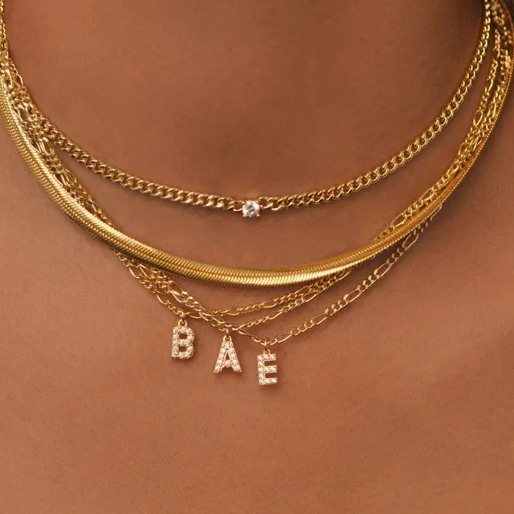 Модное Золотое подвесное ожерелье из нержавеющей стали