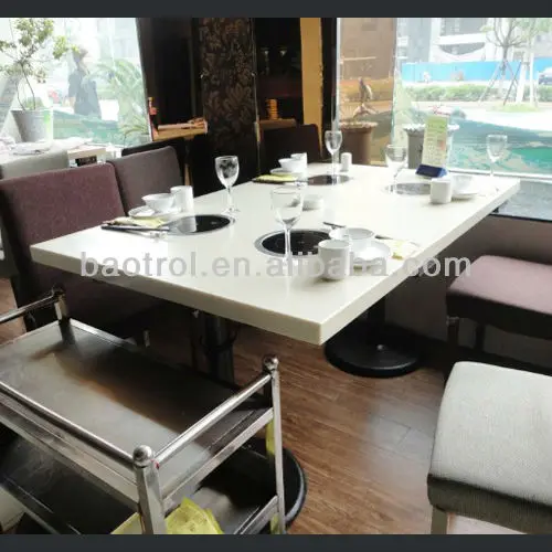 Fancy white rectangular solid surface dining tables acrylic table tops for 8 person