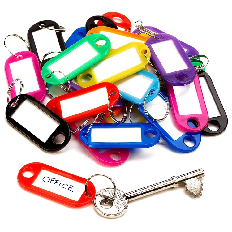 Key Tags with Split Ring Key Fobs Labels ID Keyring Tags for Luggage Pet Name Memory Stick Tags