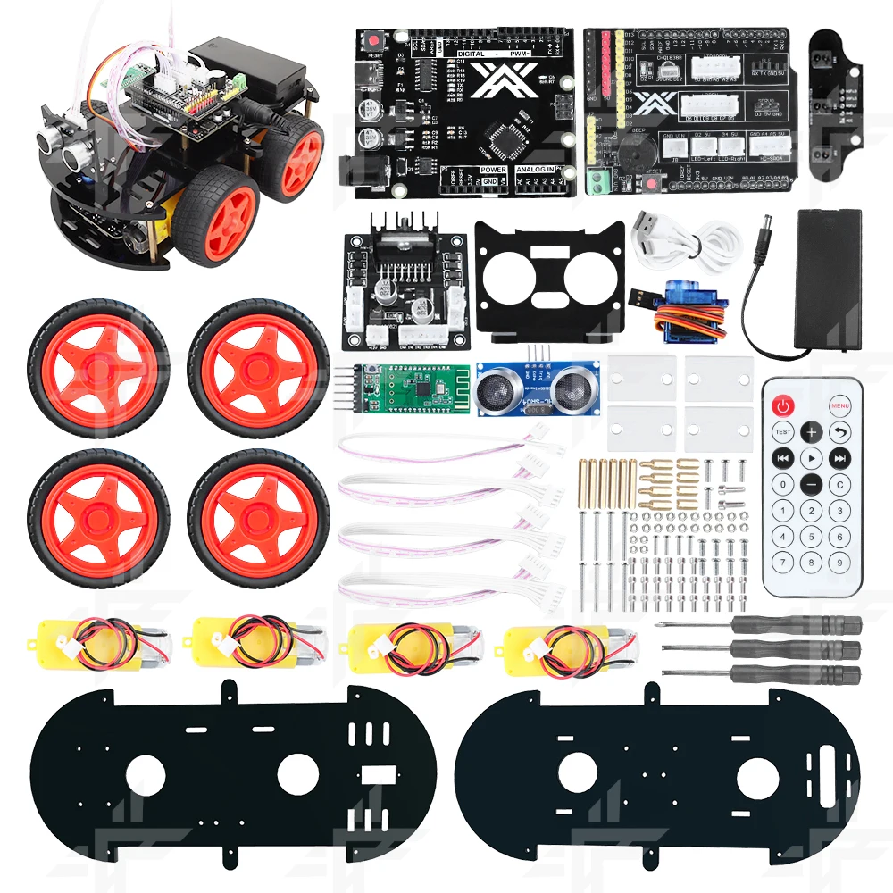 Factory 4WD Multi-function Robotic Starter Kit V3.0 Track Line Ultrasonic Sensor 328P IDE Programming Robot Kit Smart Robot Car