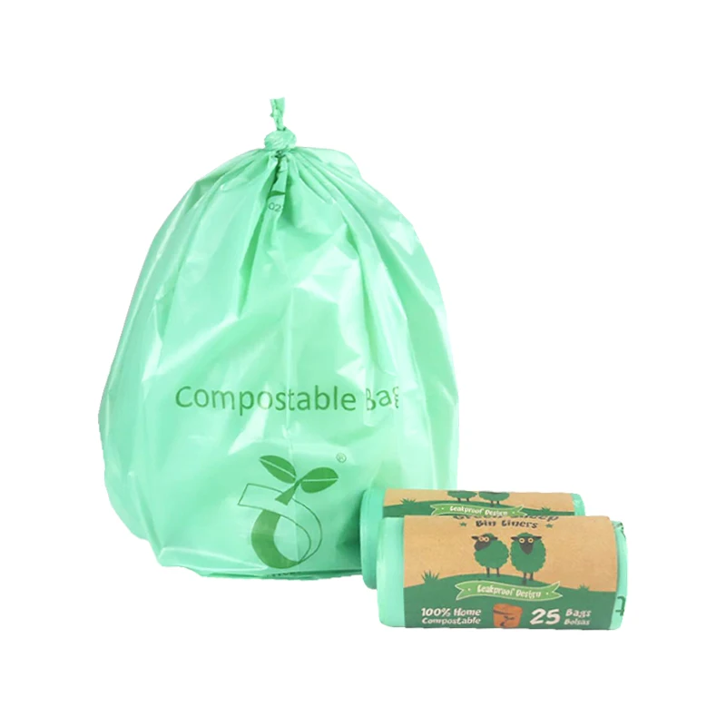 13 55 60 Gallon 100% Biodegradable Compostable Thick Contractor  Garbage Bags Roll Eco Friendly 50L Rubish Trash Bags 500 Moq
