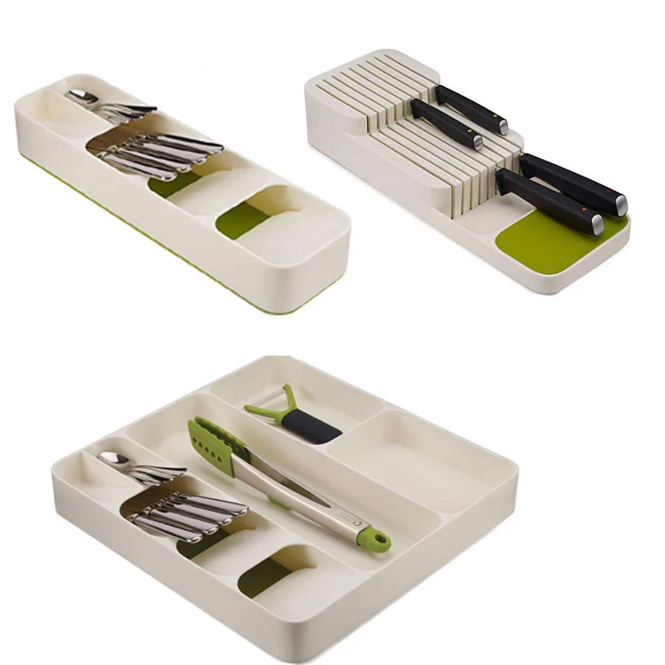 Practical Kitchen Cutlery Spoon Knife Fork PP Tableware Organizer Cutlery Drawer Divider Organizer Tray Utensil Rack Kitchen