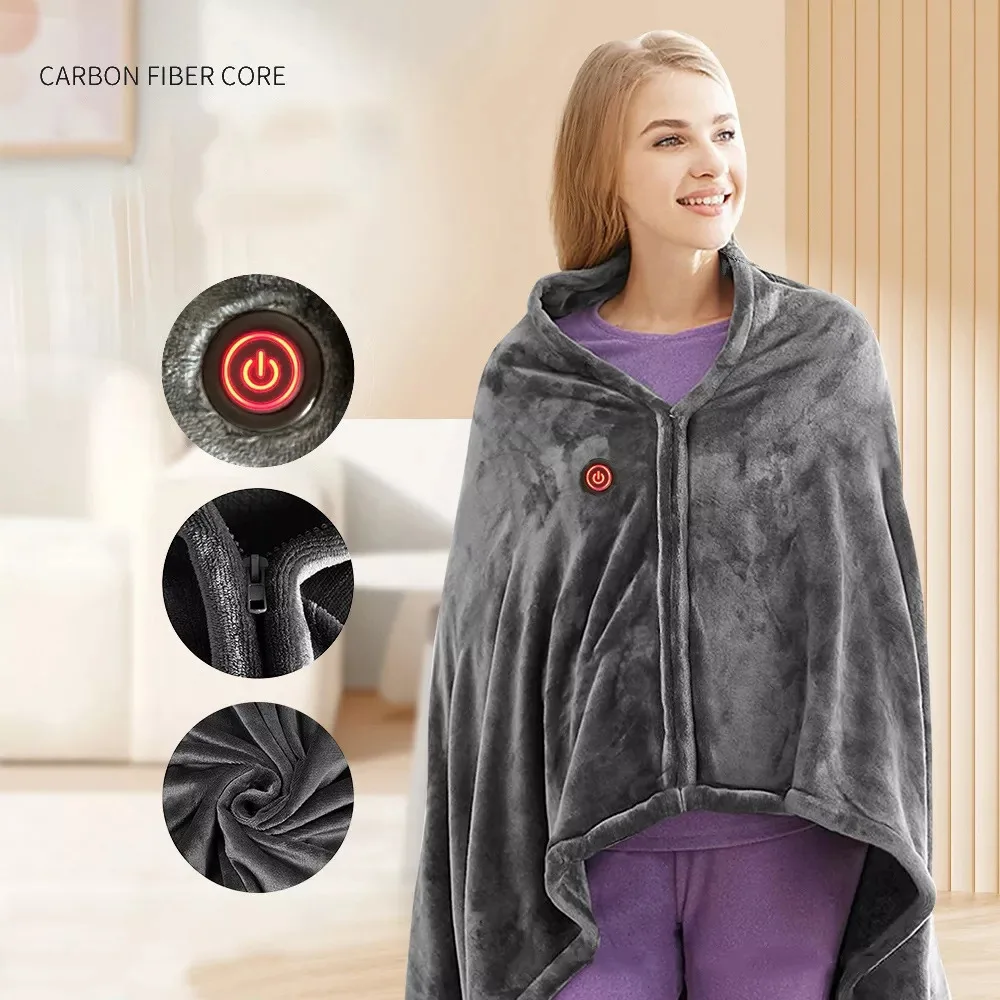 Winter Electric Blanket Charging Heating Blanket Office Lunch Break Plus Velvet Warm Heating Cape