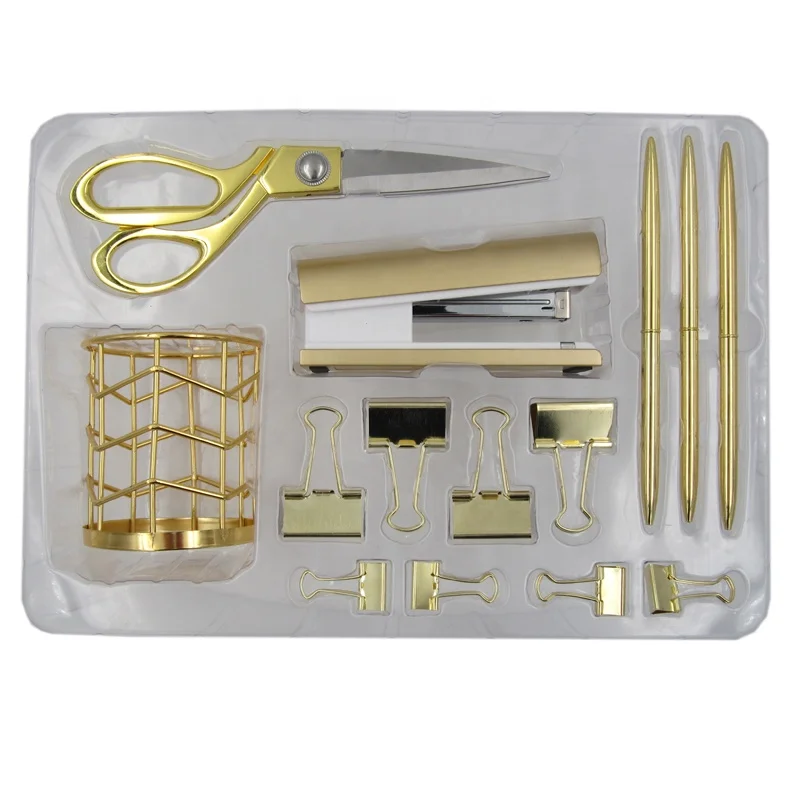 High class office home used christmas gift gold color rose gold stationery set with cheap price