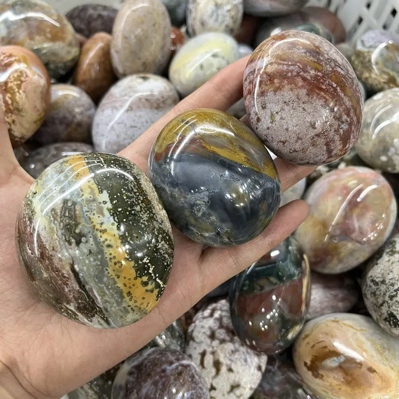 Natural Crystal Ocean Jasper Palm Healing Freeform Shaped Energy Stone For Decor