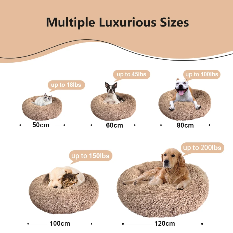 Luxury Plush Donut Dog Bed with Washable Cover Calming Pet Sofa for Large Dogs Customizable Bed