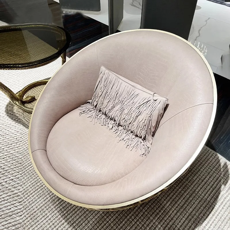 BillionPlus Furniture Luxury Modern Brass Coral Fabric Leisure Accent Lounge Chair Metal Home Hotel Lobby Living Room Chair