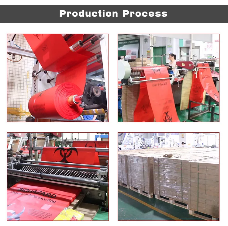 Large red autoclave medical biohazard waste bags disposal