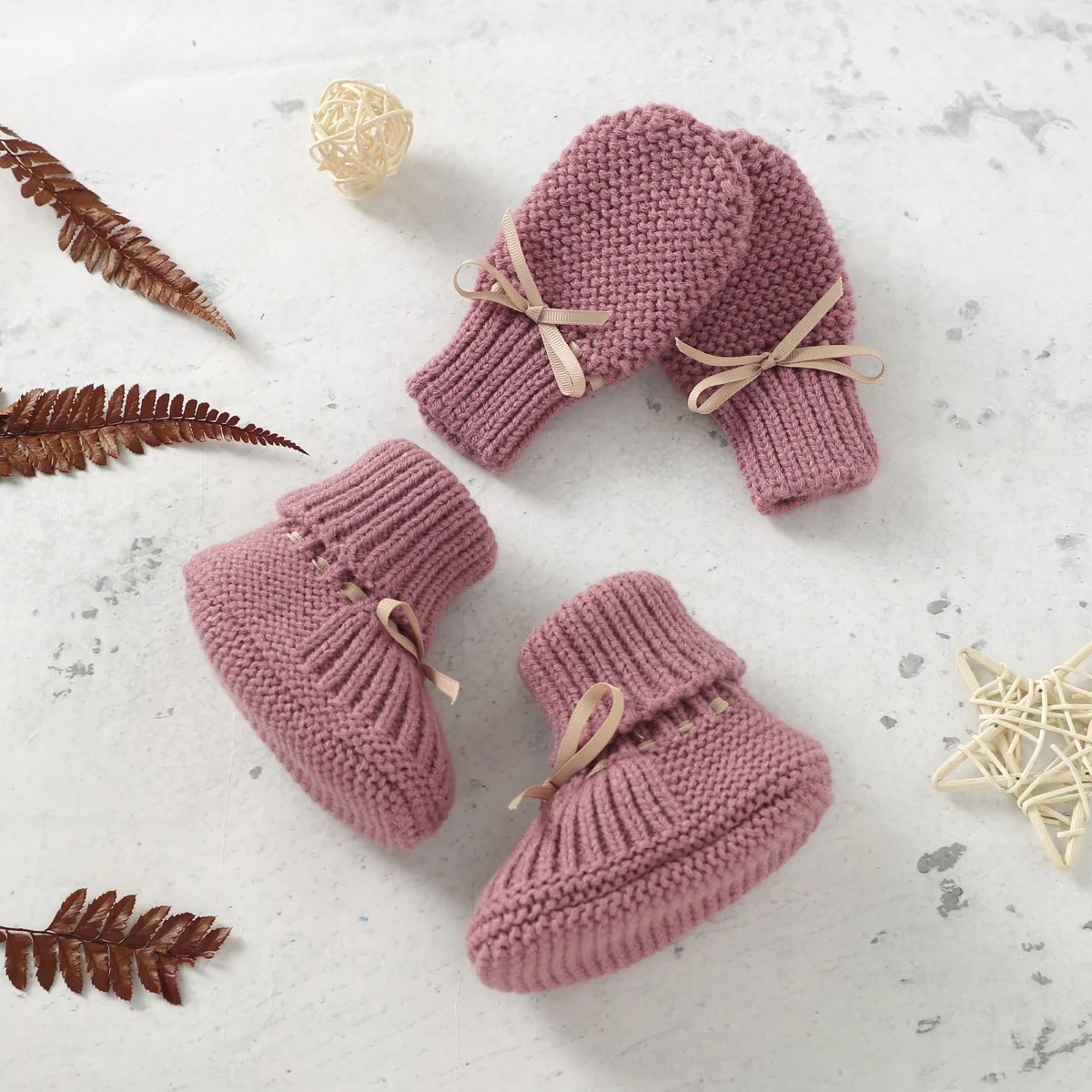 Soft Baby Woolen Gloves And Shoes For Cozy Comfort Handmade Knit Infant Accessories Gloves And Shoes
