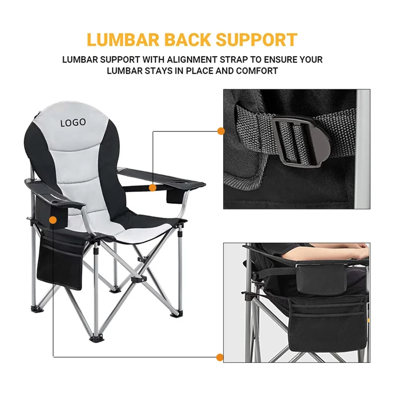 Luxury Large Oxford Quick Open Portable Collapsible Reclining Picnic Camping Chair With Cooler Bag Outdoor