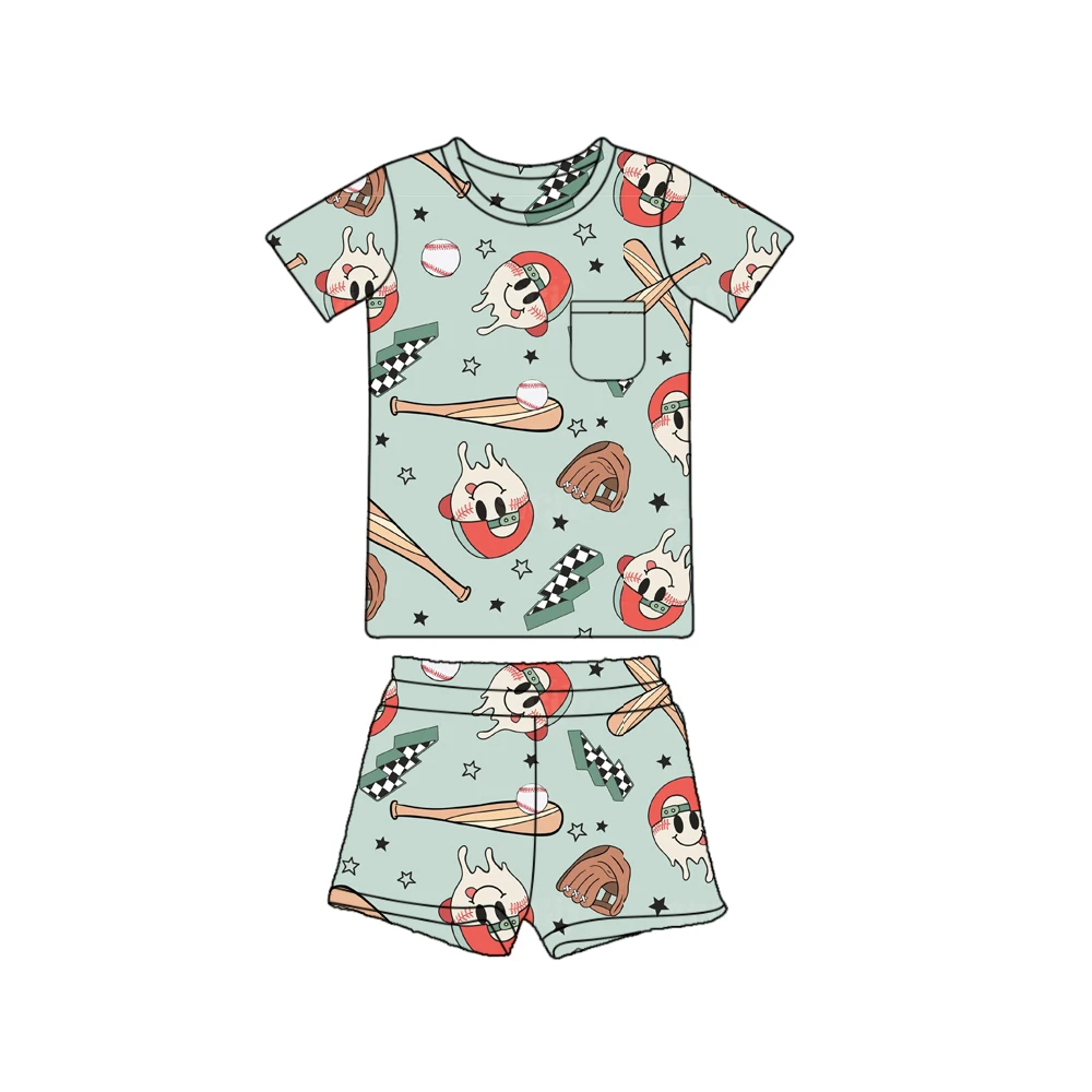 Natural Style Summer Beach Boys Girls Shirts and Shorts Playsuits Baby Kids Soft Cotton Printing Clothing Sets