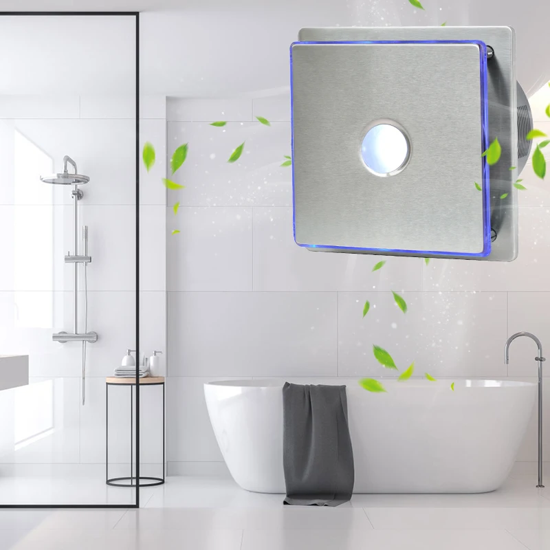 smart quiet suction bathroom exhaust fan with led light shower ceiling extractor fan 280 m3/h
