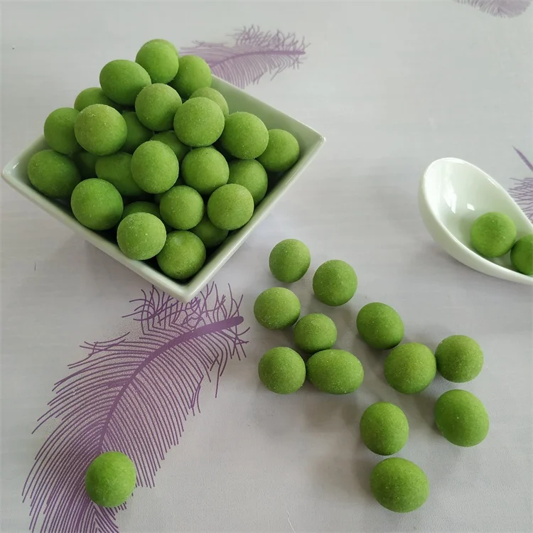 
Hot Sell Wasabi Roasted Coated Peanuts Round Shape Office Snacks 