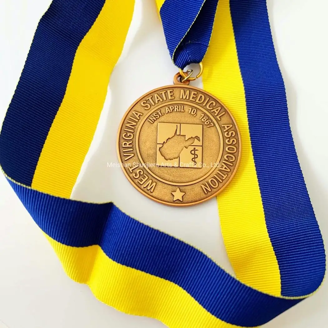 ODM High Quality 2D Sports Custom Medals Die Cast Metal Circle Shape Brass 3D Medal with Ribbon Cycling Souvenir Zinc Alloy OEM