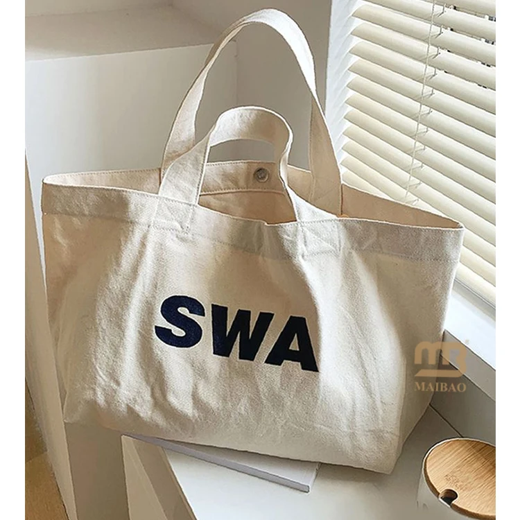 Customized Fashion Luxury Shoulder Women Tote Bags Canvas Cotton Reusable Shopping Bag For Girl Students