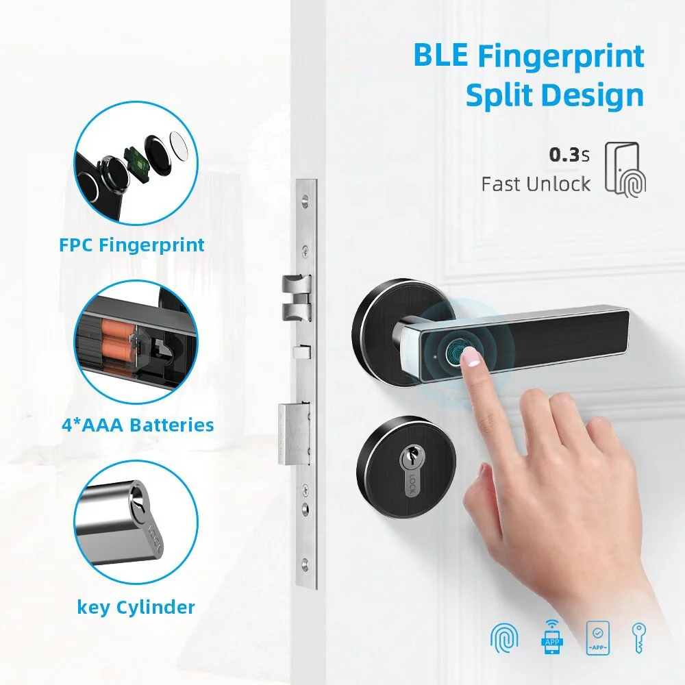 Safes Anti Theft BLE WiFi APP Fingerprint Key Electrical Lever Door Handle Lock