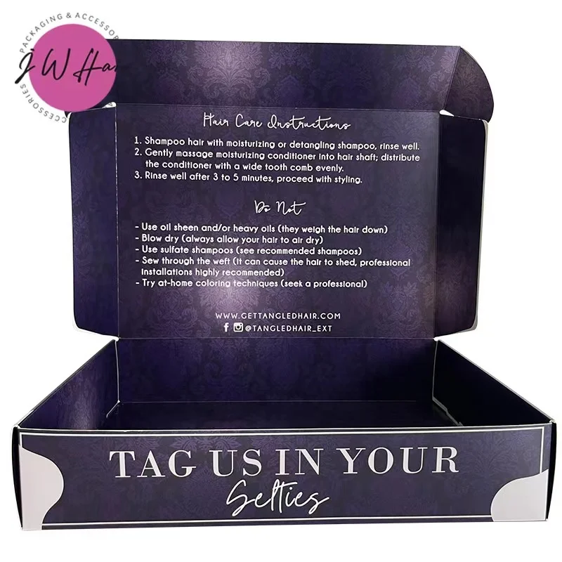 Wholesale Cardboard Wigs Mailer Shipping Box Customize Luxury Colorful Printed Hair Extension Packing Box