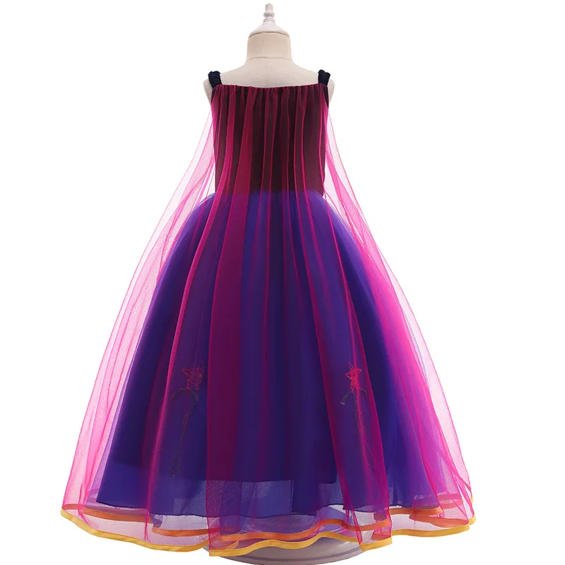 
2020 3-8 Years Girls Anna Elsa Dress with trailing Children Princess Party Cosplay Costume Children Fantasy dark blue dress 