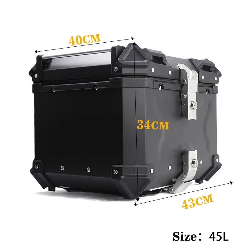 MT 45L Black motorcycle aluminium alloy top box motorcycle helmets tail boxes Accessories For Motorcycles luggage