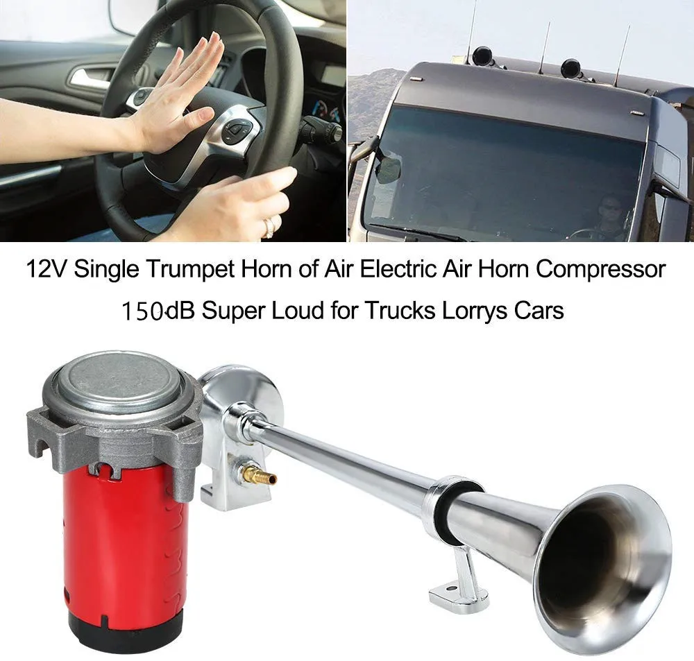 Premium Quality Super Loud Single Trumpet Horns Kit with Compressor Truck 12V Air Horn