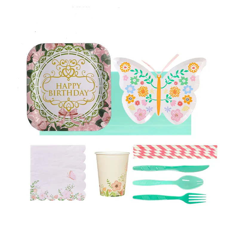 Набор одноразовой посуды в форме бабочки