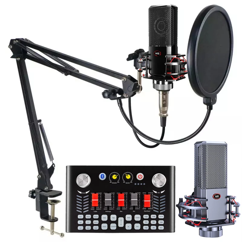 professional bm V18 M8 Sound Card set studio bm800 condenser recording microphone