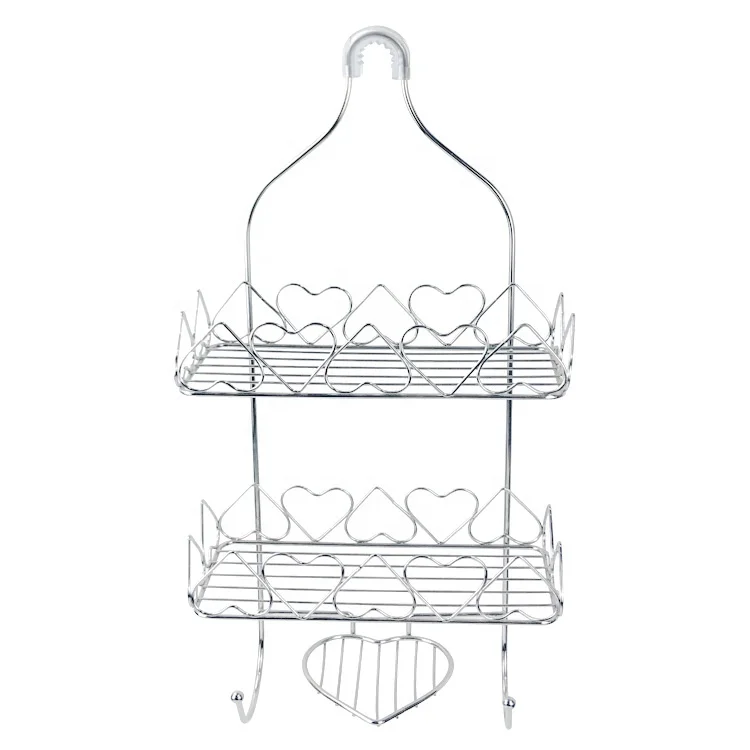 Sweet Heart Stainless Steel Wire Bathroom Organizer Shelf Hook Hanging 3 Tier Basket Over the shower head Bathroom Rack