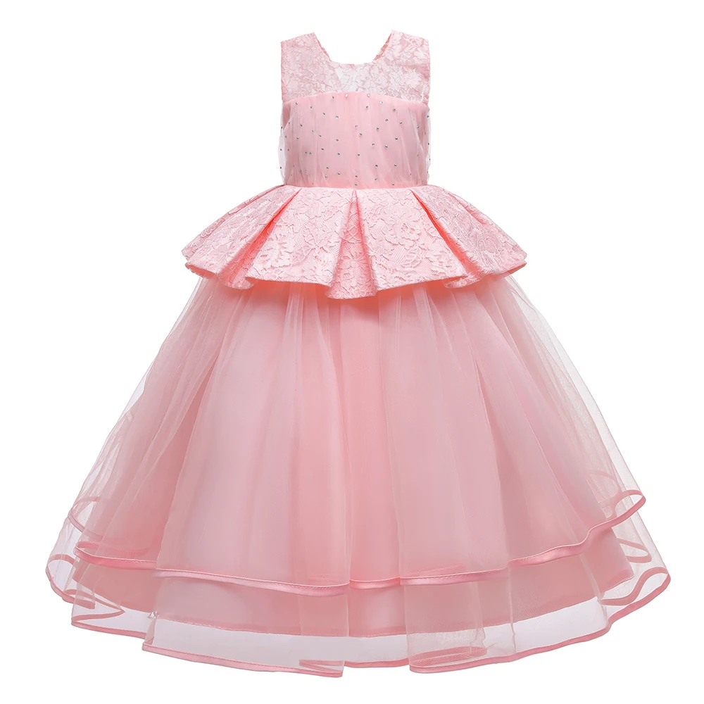 girl wedding dress elegant crew neck baby girls dress design kid dresses for girls of 14 year kids evening gowns