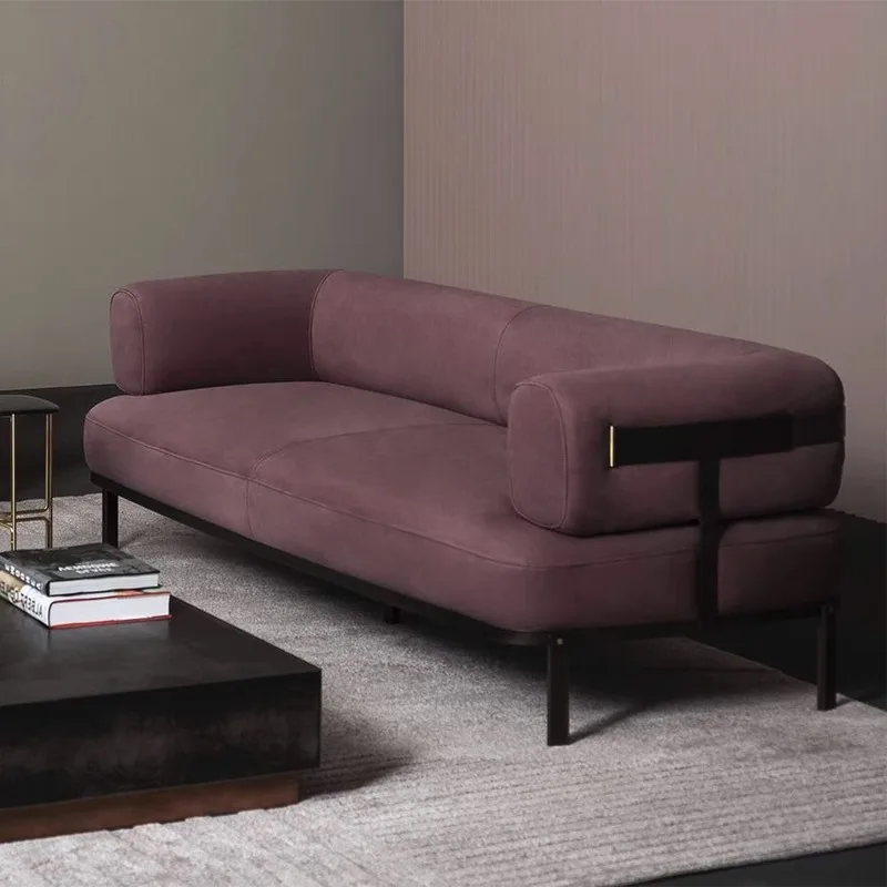 Italian light luxury  frosted leather sofa designer small unit creative minimalist combination leather sofa