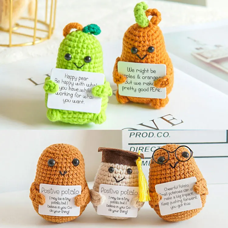 Crochet Positive Potato Personalized Crochet Home Decor Unique Handmade Gifts for Birthday Gift Cute Crochet Potato Ornaments