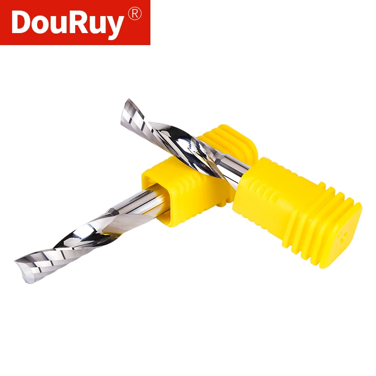 DouRuy Wholesale Price Durable Tungsten Carbide Tool One Flute Spiral End Mill Single Flute Cutter End Mills for Wood acrylic