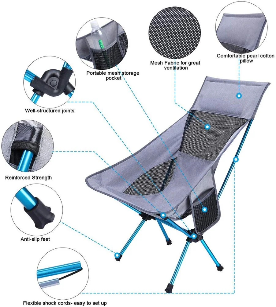 Ground Folding Chair, Beach Chair, Camping Chair Lightweight Aluminum Travel Fabric Foldable Customized Outdoor Furniture