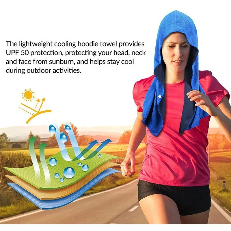 Summer Absorbent Cooling Hoodie Towel Sweat Wraps Sun Protect Cooling Accessories cooling hoodie towel