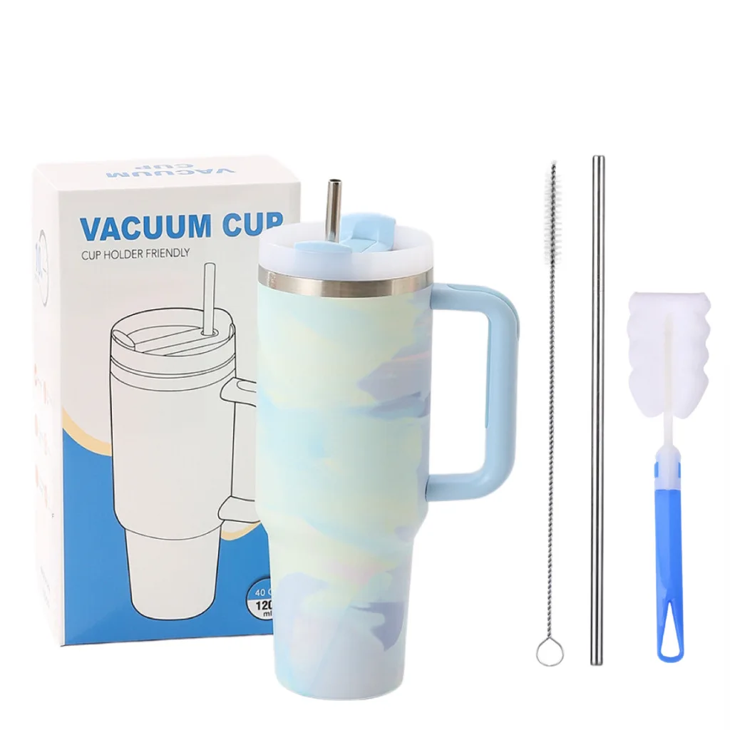 40oz cup with the cleaning tools colorful 40oz tumblers large capacity mug paint printing cold car cup