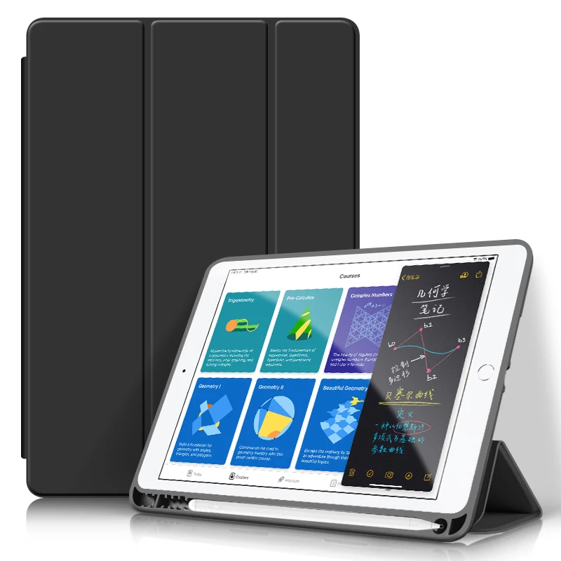 Auto-sleep/wake flip case cover for ipad 10.2 cases with pen slot with pen slot
