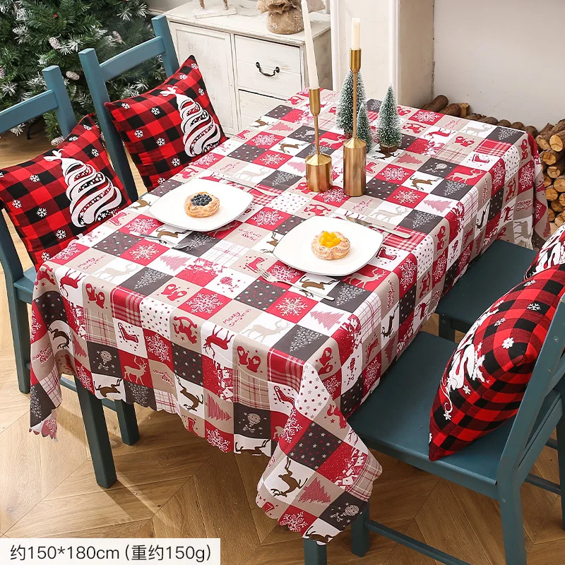 2022 New Popular Waterproof Christmas Tablecloth Wholesale Hotel Holiday Decorative Polyester Creative Table Cloth Custom Fresh