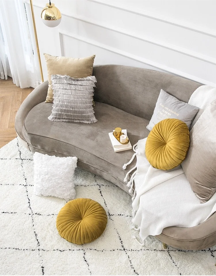 
Newish wholesale Sofa Decorative Cushions Velvet Fabric Throw Pillow Round Pumpkin Back Cushion home decoration cushion 