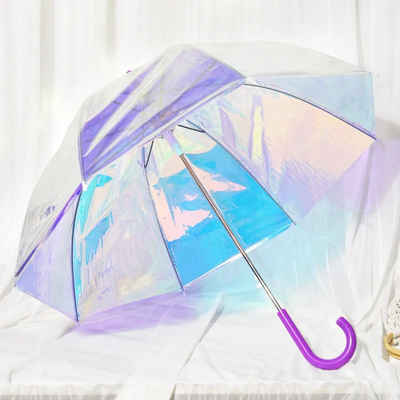 Plastic umbrella colorful custom clear transparent umbrella with logo print for woman