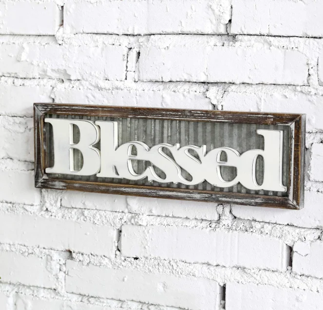 Blessed Wall Decor Vintage White Wood Hanging Art Wall Decor Inside Blessed Wood Signs Home Decor