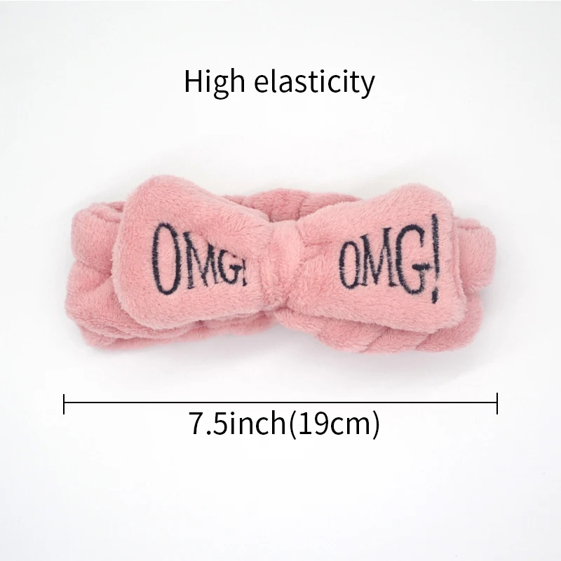 2020 New OMG Letter Coral Fleece Wash Face Bow Hairbands For Women Girls Headbands Headwear Hair Bands Turban Hair Accessories